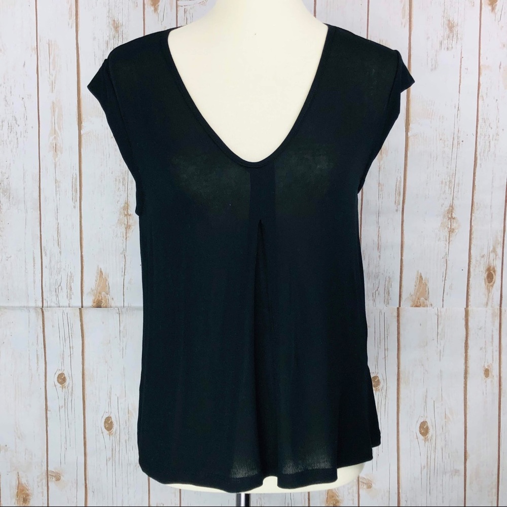 Nordstrom Lush Black Semi Sheer V-Neck Shirt Top